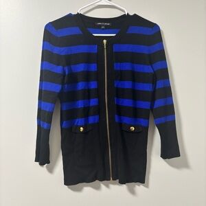 Cable & Gauge Black and Blue Striped Sweater Small